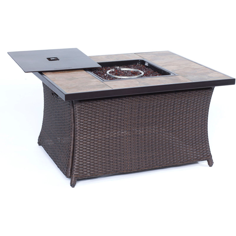 wicker propane fire pit table